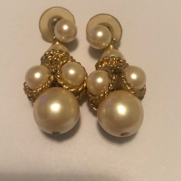 Gold and Pearl Earrings - Picture 3 of 4